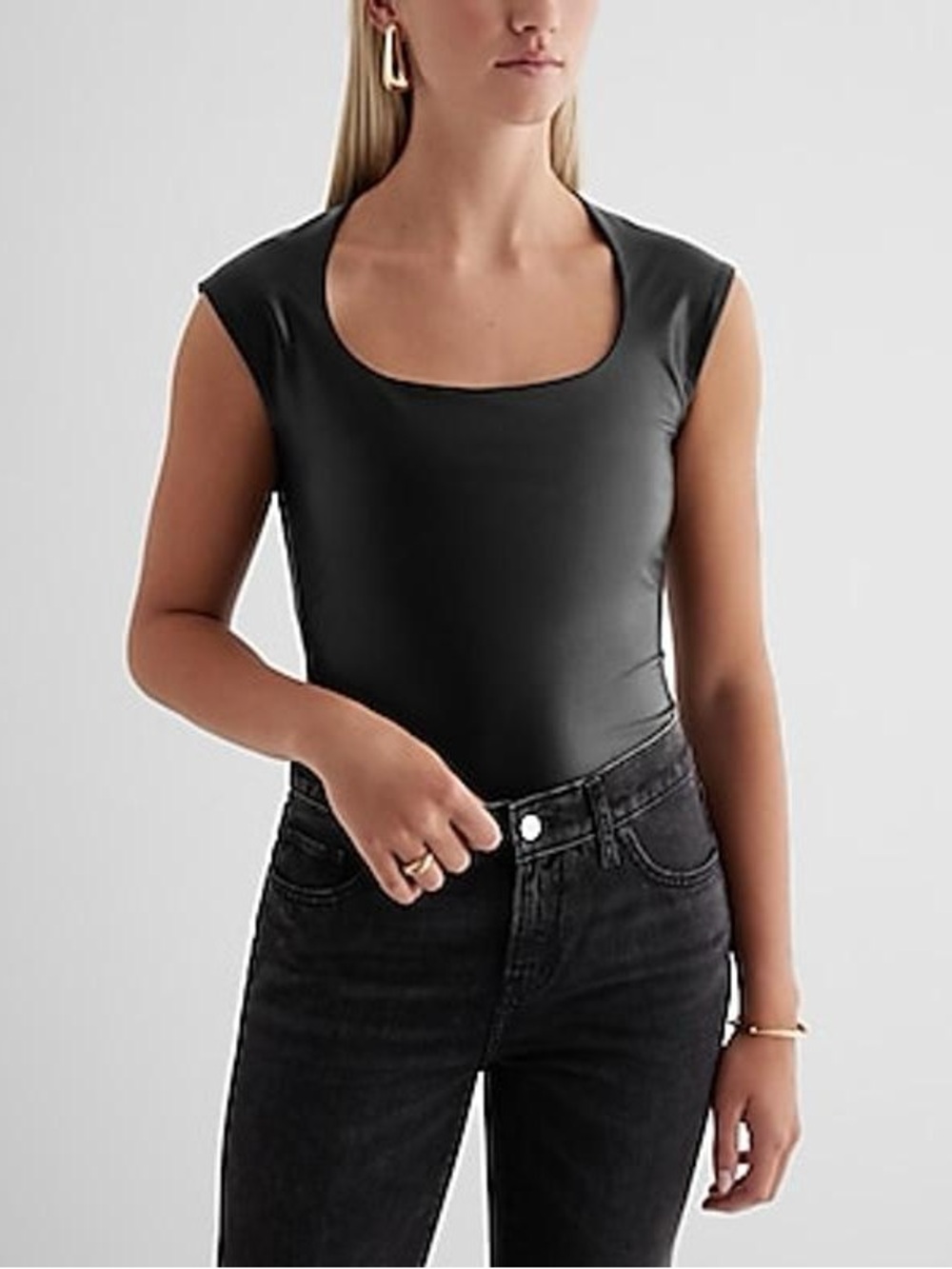 Express Black Vegan Leather Bodysuit
